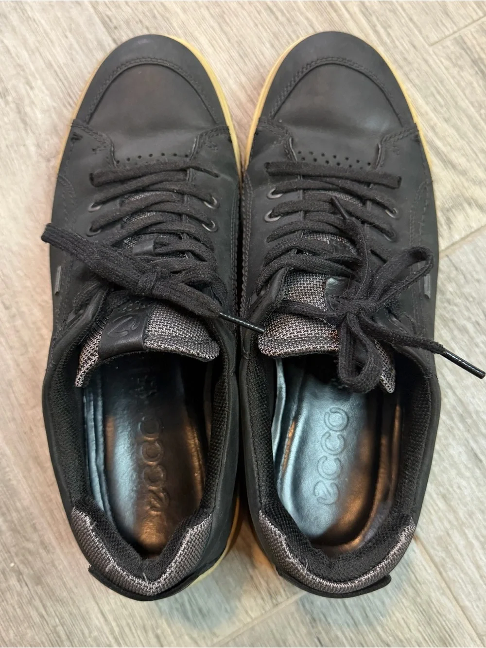 Ecco Byway Gore-Tex Shoes Black Leather Low Men's Size EU 44 US 10 Sneakers